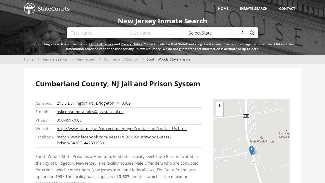 South Woods State Prison Inmate Records Search, New Jersey ...