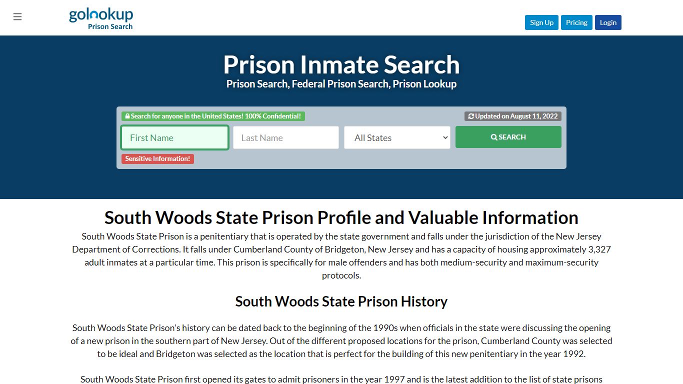 South Woods State Prison, South Woods State Prison New Jersey